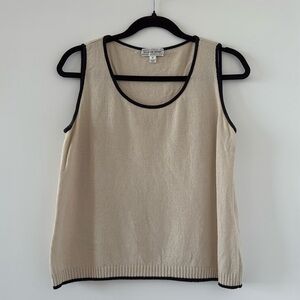 St. John Sport Knit Shell Tank M Cream and Navy